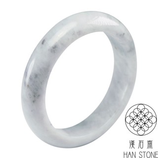 【漢石齋】天然翡翠A貨 手鐲玉鐲 春帶彩飄花種帶山水墨翠 福 利 品(手圍18.3/版寬14.4mm)