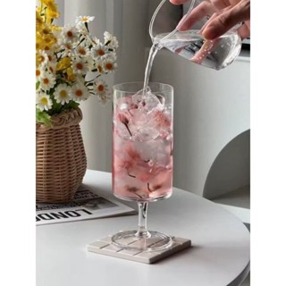 ｛常花小徑｝高腳杯 果汁玻璃杯 奶昔杯 飲料 水杯 冰美式拿鐵咖啡杯 高腳雞尾酒杯 攝影道具 GA01