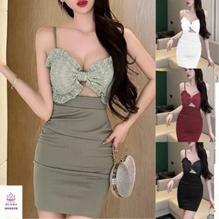 【臧女皇】隔日到貨 新款S-L包臀小洋裝禮服 吊帶裙「有胸墊」 性感洋裝 低胸包臀吊帶裙 氣質露背短裙 蝴蝶結夜店連身