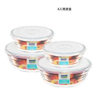 W36C1 Glasslock強化玻璃圓形微波盒四入組