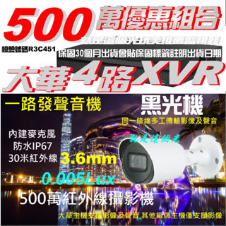 【帶聲音500萬美顏系攝影機】500萬4路大華混合xvr ahd tvi cvi 類比 ipc 就是這個光玩美推薦監視器