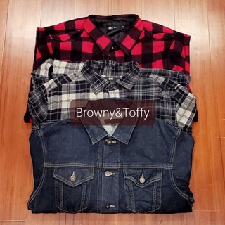 👉可議價👌｜Browny&Toffy｜男性二手服飾｜NET紅黑格紋厚絨外套｜Uniqlo法蘭絨外套｜Uniqlo牛仔外套