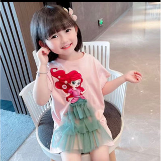 全新 女童 公主 蕾絲 造型 蛋糕 網紗 短袖 上衣 140cm 小美人魚