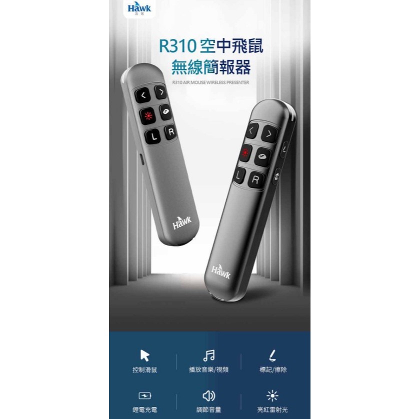 【 大林電子】Hawk浩客 12-HCR310RGA  R310 空中飛鼠無線簡報器