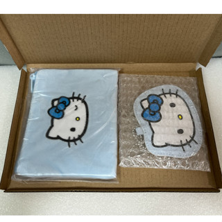【日本雜誌附錄】Hello Kitty 水藍色 毛絨刺繡收納包 小物包 化妝包 隨身鏡 mini 2025年3月號