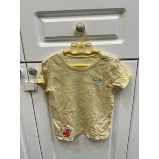 二手 正品Uniqlo baby 女童裝 刺繡佩佩豬 純棉圓領短袖T恤上衣 90cm