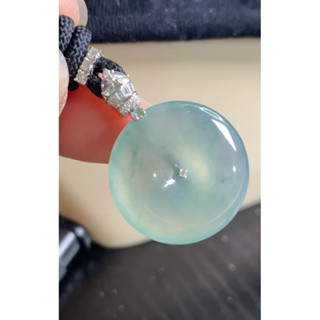 冰種晴綠底飄花平安扣吊墜❤️a貨翡翠18k鑽石