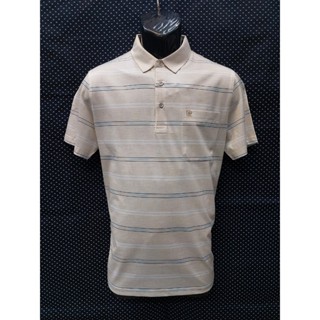<<皮爾卡登pierre cardin>>米黃橫條紋短袖POLO衫