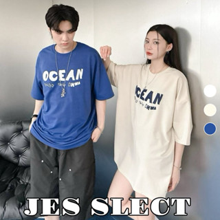【JES】 韓國 質感 美式 OCEAN 撞色 字母 貼布 刺繡 親膚 透氣 潮流 百搭 情侶 寬鬆 短袖 上衣 短T