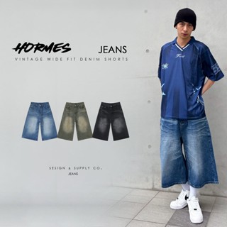 [HORMES](B685)五分褲 街頭潮流 復古風格 舒適 牛仔褲 日常 男女皆可