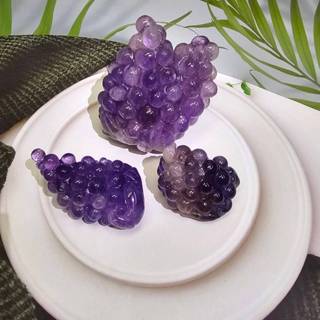 🫧奇幻世界能量水晶🫧 紫黃晶 葡萄雕刻 紫水晶雕刻 葡萄水晶 紫水晶 晶體帶彩 雕刻件 水晶雕刻擺件