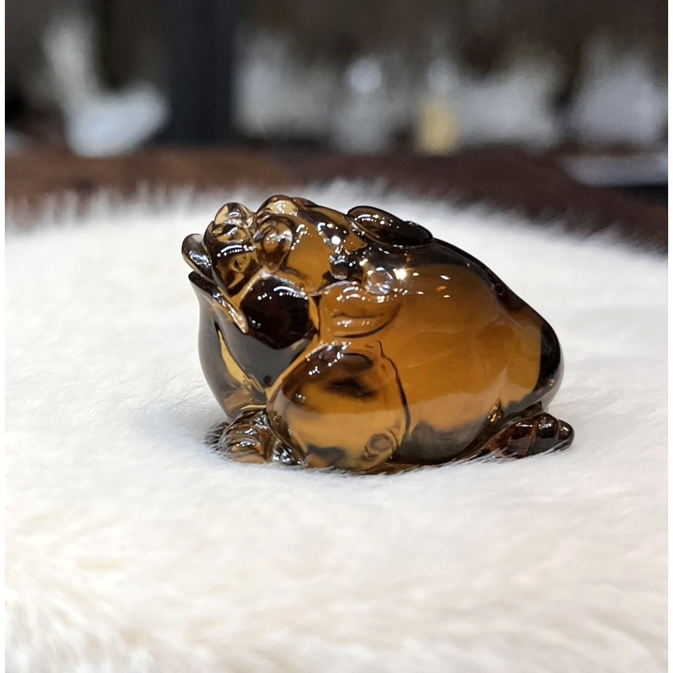 【妖晶森林天然水晶】高品天然老酒黃黃水晶三腳咬錢蟾蜍 如意底 全美晶體 #1 老酒黃 威士忌黃  天然無燒 現貨
