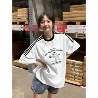 【Veee】100%純棉短袖 圓領上衣 可愛印花上衣 寬鬆顯瘦上衣 女生 無性別穿搭 日韓版上衣 oversizeT恤