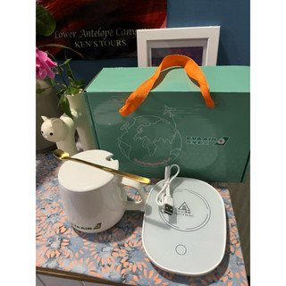 [股東會紀念品］長榮航空 陶瓷保溫杯墊組禮盒 陶瓷杯 陶瓷杯蓋 保溫杯墊 攪拌匙
