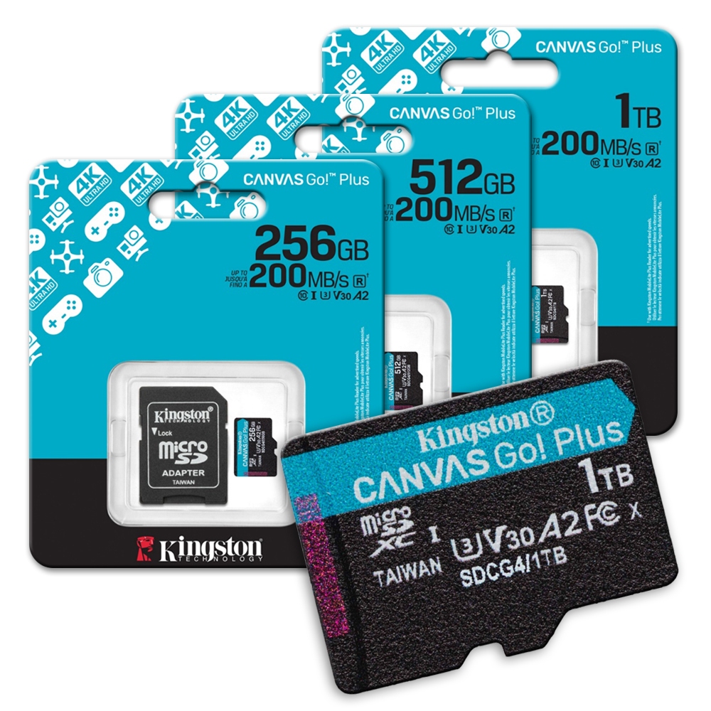 金士頓 Canvas Go!Plus SDCG4 256G 512G 1TB microSDXC U3 記憶卡 TF卡