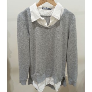 ［二手女裝］Hang Ten學院風假兩件立領襯衫長袖上衣 尺寸：M