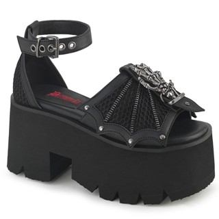 Shoes InStyle 美國 DEMONIA 原廠正品龐克歌德蘿莉鉚釘漁網蝙蝠翼厚底涼鞋 有大尺碼『黑色』ASHES