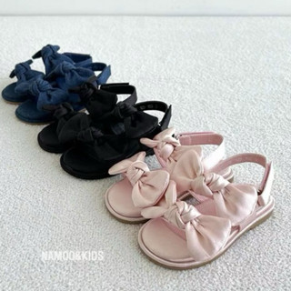 〖預購〗夏🇰🇷16-22cm｜Namoo雙蝴蝶結可愛魔鬼氈涼鞋 3色