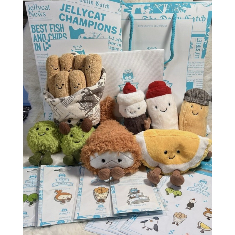Jellycat 英國 Selfridge 百貨 限定 超人氣 炸魚薯條豆子款