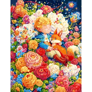 4月新款現貨多色-小王子與他的玫瑰星球65色【新一代畫布有背板】大尺寸50*65CM-DIY數字油畫/填色畫/丙烯油畫