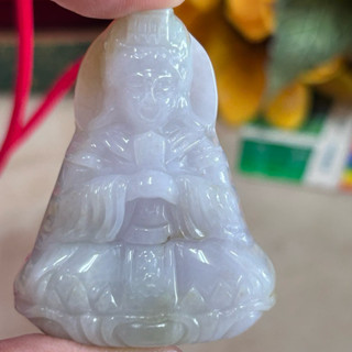 （附證書）冰糯種 紫羅蘭 媽祖翡翠 春帶彩 天然翡翠A貨，媽祖，媽祖娘娘，天上聖母緬甸玉A貨翡翠項鍊墜