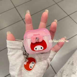 美樂蒂 蝴蝶結 蘋果 適用於AirPods 1/2/3/4代pro2耳機保護殼 蘋果無線藍牙耳機套 防摔 矽膠軟殼 卡通