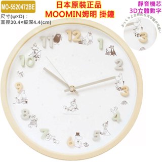 現貨 日本原裝 MOOMIN 嚕嚕米 姆明,樹精,小美,史力奇,靜音機芯,3D立體數字,卡通鐘,掛鐘,時鐘