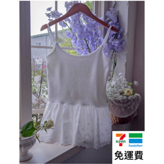 DREAM COLOR KR 一件免運 韓國代購 正韓女裝 漂亮波浪下擺蕾絲刺繡彈性穿搭無袖上衣 0421