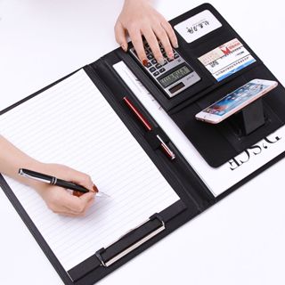 【滿299發貨】檔案夾多功能a4開單本寫字夾板文具皮質銷售經理夾談單本室內設計師量房本商務檔案夾板辦公用品&m7403