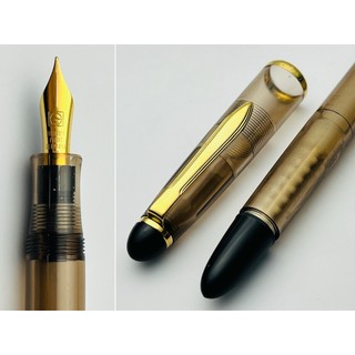 【透明示範老筆】德國Senator (M&K) Demonstrator 淺棕透明示範 1980年代 鍍金不銹鋼尖鋼筆