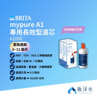 【BRITA】台灣原廠公司貨 mypure A1 專用長效型濾芯 A1000