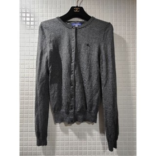Burberry /灰色刺繡logo/長袖開襟衫/100%羊毛/針織衫外套 /開衫/毛衣外套/Size:38（約9成新）