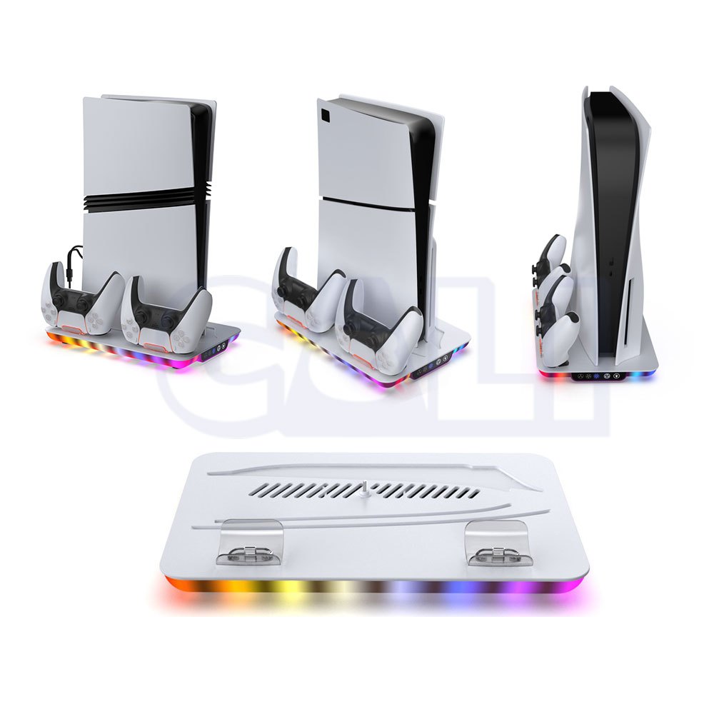 PS5 Pro Slim 初代通用 散熱 底座 手把 快充 充電 直立架 收納 rgb 電競 氛圍燈 座充