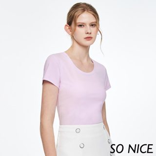 SO NICE【特惠】百搭純色圓領上衣｜白/綠/紫｜都會時尚女裝 【35231004】
