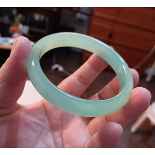 冰種翡翠陽綠綠豆飄花玉手鐲內勁62mm