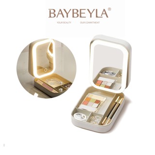 BAYBEYLA 貝貝拉 LED三色鏡補光化妝盒【隔日到貨】刷具收納 化妝包 化妝鏡 首飾盒 飾品收納盒 旅行化妝包