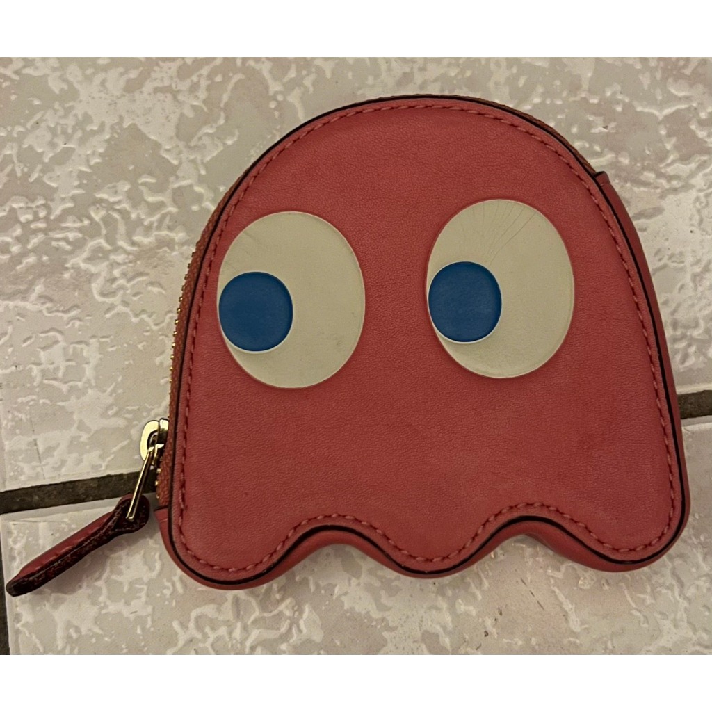 《可刷卡分期、可議價》COACH PAC-MAN 小精靈造型粉紅色零錢包 內裡有破損 不影響使用 粉色