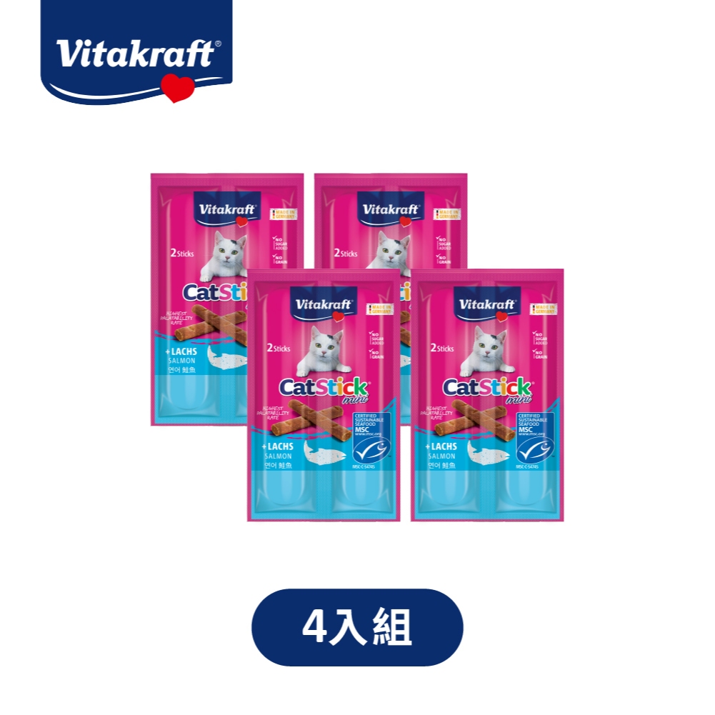 【Vitakraft 衛塔卡夫】貓零食-貓快餐 mini 鮭魚口味 4g x 4片(效期2025/11)