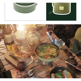 Bell Rock】 Color 9 套鍋組 奶油灰/卡其綠 露營鍋具-綠