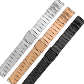 Watchband / 14mm / 各品牌通用 啞光拉絲 竹節勾扣 不鏽鋼錶帶 黑/銀/玫瑰金色 ＃862-SS001