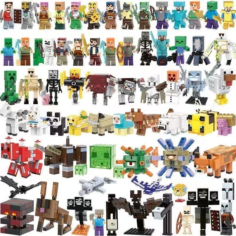 台灣出貨麥塊積木 麥塊公仔 我的世界積木 當個創世神公仔 哞菇 紅石怪 爬行者 苦力怕 史蒂夫 艾利克斯 拼裝積木 組裝