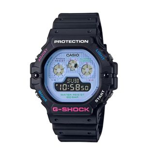 【CASIO 卡西歐】G-SHOCK 夏日繽紛 強悍堅毅電子錶款 黑藍 DW-5900DN-1 46.8mm