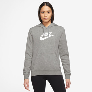 NIKE 帽T NSW CLUB 灰色 基本款 LOGO 刷毛 女 DQ5776-063