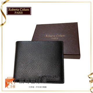 【Roberta Colum諾貝達】男用皮夾 短夾 專櫃皮夾 進口軟牛皮短夾(黑色24002)【威奇包仔通】
