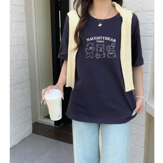 CHILL現貨 超萌三隻調皮熊寬鬆短袖T恤 寬鬆 短袖上衣 大版寬T 棉花糖 休閒寬T 卡通T恤 預購
