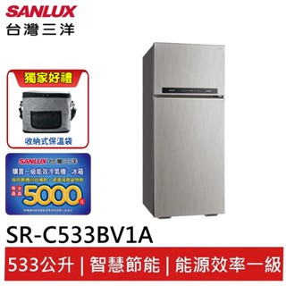 SANLUX【臺灣三洋】533L 採晶鏡面變頻二門電冰箱 SR-C533BV1A( (聊聊享優惠)