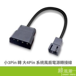 專案商品 小3Pin 轉 大4Pin 系統風扇電源轉接線- 綠風潮