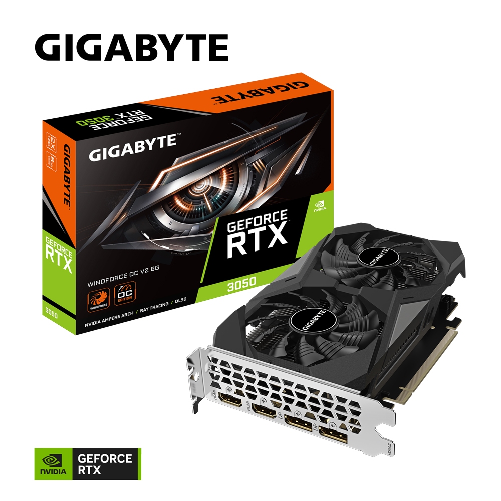 技嘉 GeForce RTX3050 WINDFORCE OC V2 6G 顯卡 N3050WF2OCV2-6GD 顯示