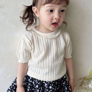 ᴍᴍ媽與獸正韓童裝 Azalea 薄針織氣質上衣 女童素色上衣 兒童短袖上衣 兒童薄針織短袖 女童短袖上衣 夏裝