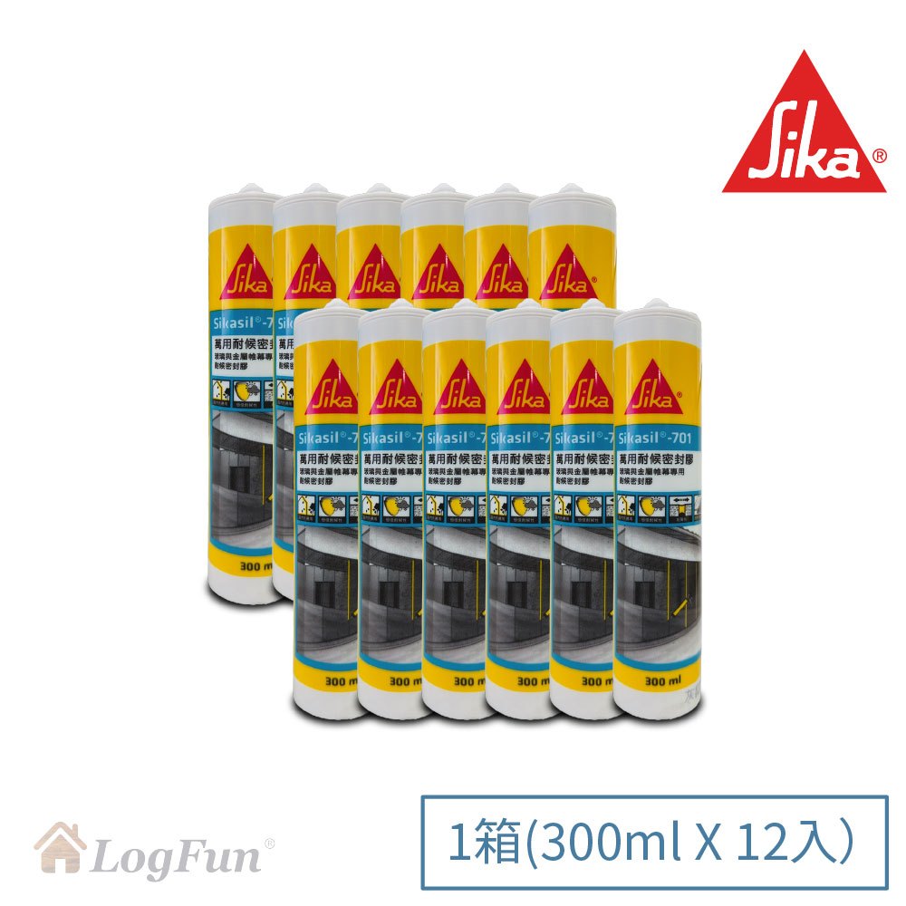 【樂客】瑞士西卡 Sikasil®-701 中性固化有機矽密封膠、建築用密封膠、耐侯型矽利康(12入) 白色